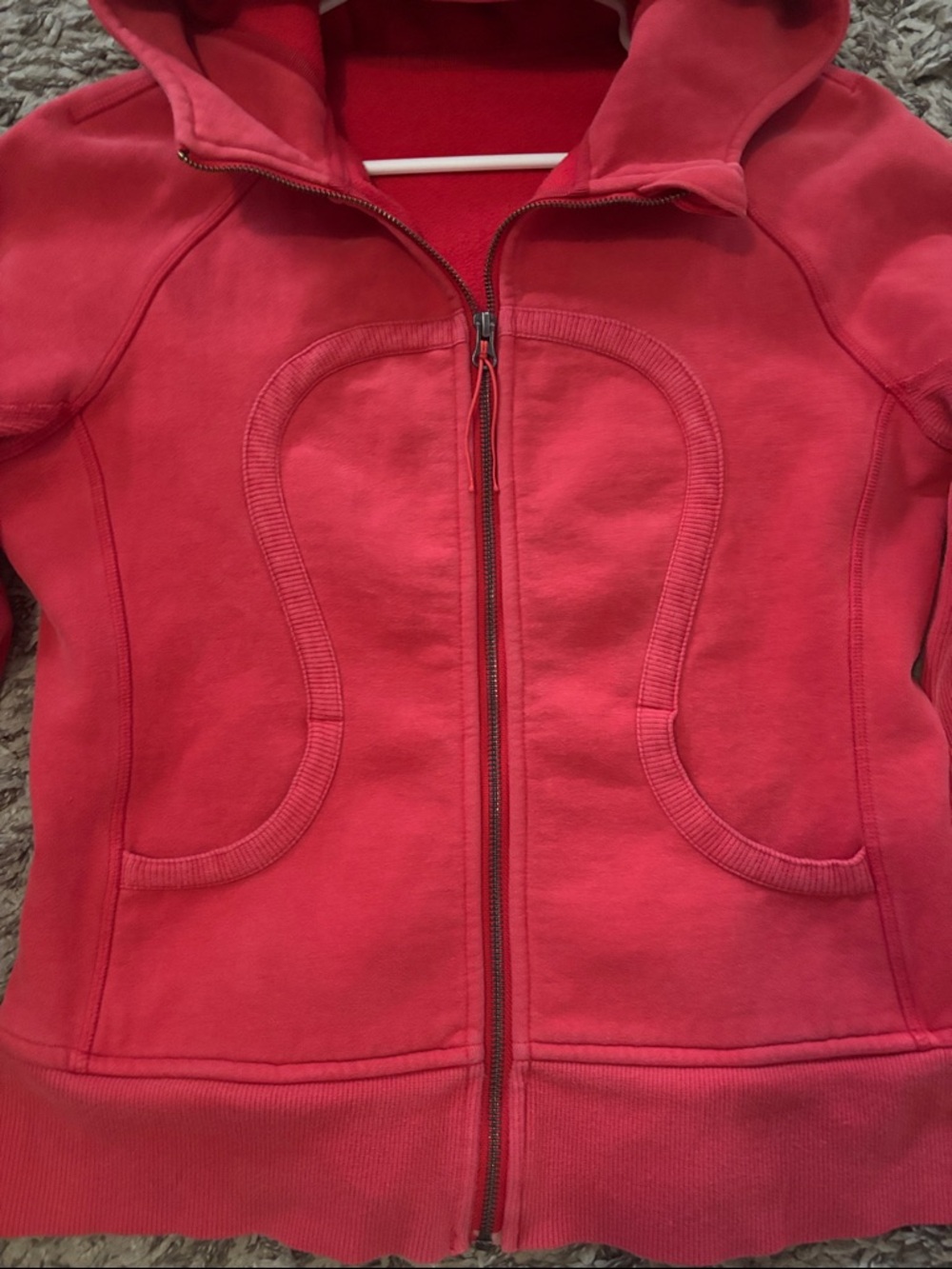 lululemon athletica Coral Red Full-Zip Hooded Jacket. - Picture 4 of 8